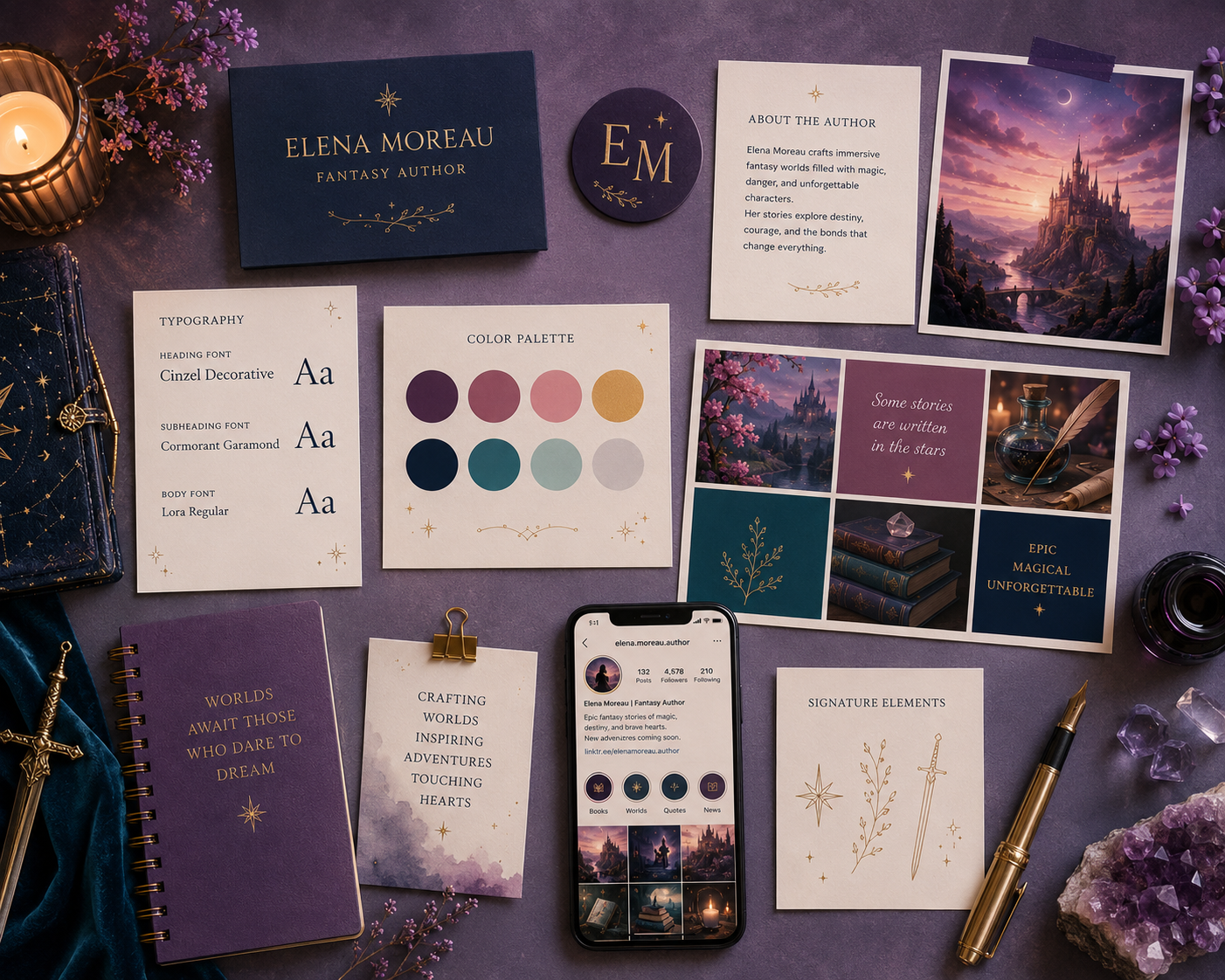 Kit identité auteur — fantasy, Elena Moreau