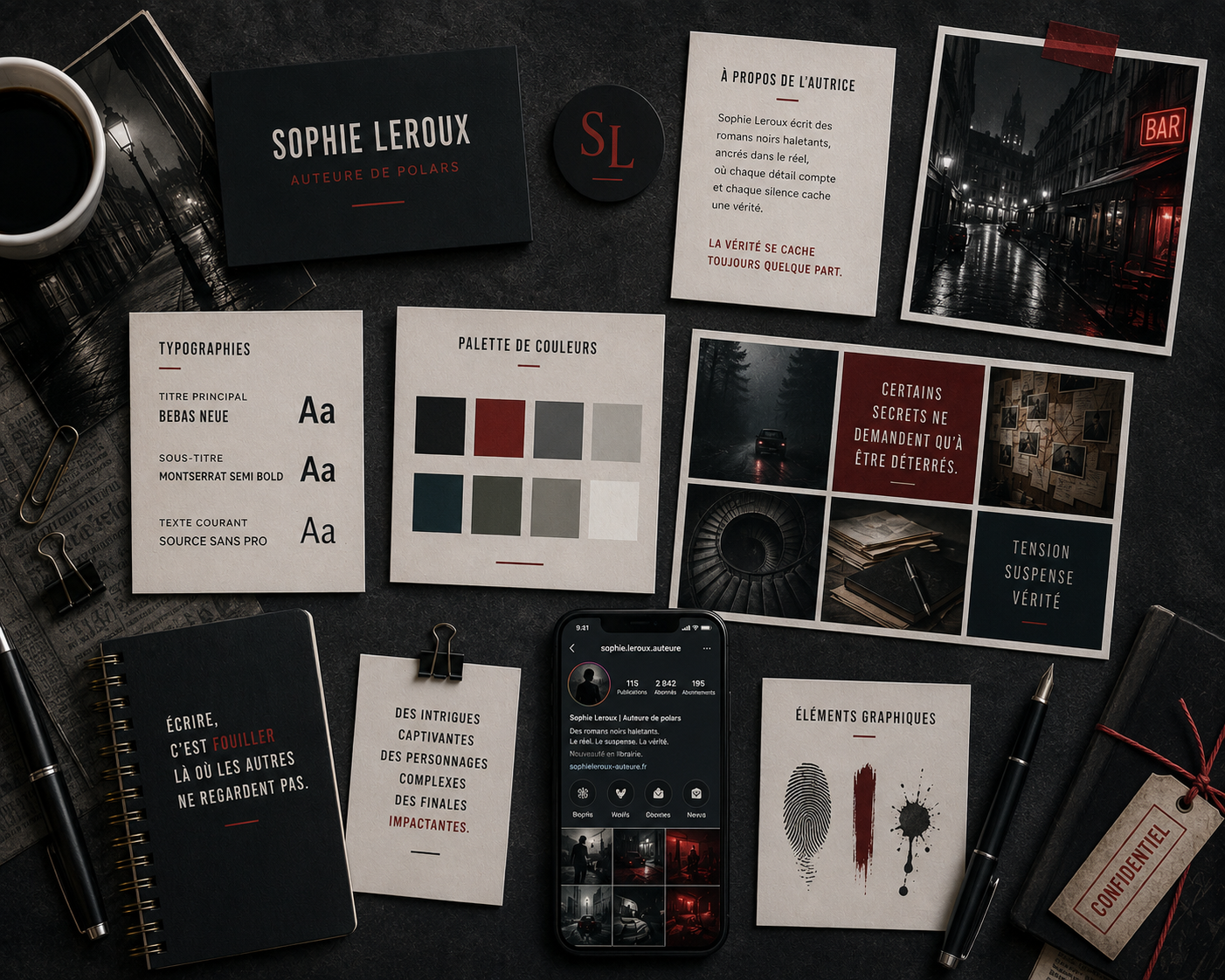 Kit identité auteur — polar, Sophie Leroux